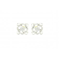 Women's Ear tops studs Earring white Gold Plated white Zircon Stone curve design